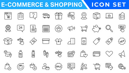 Poster - Shopping icons set. E-commerce icon collection. Online shopping thin line icons. Shop icons vector
