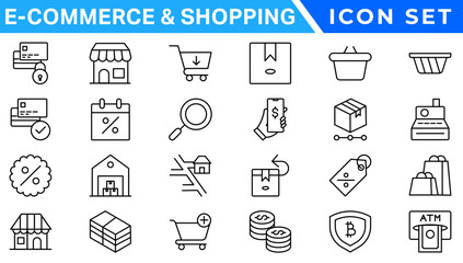 Poster - E-commerce avd Shopping icons collection set. Online shopping thin line icons. Shop icons vector