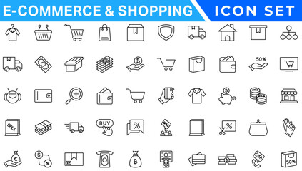 Poster - E-commerce avd Shopping icons collection set. Online shopping thin line icons. Shop icons vector