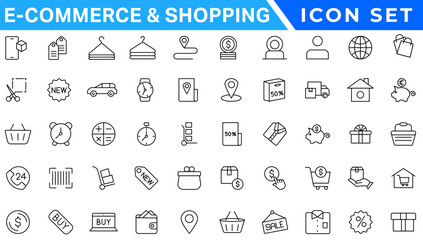 Poster - E-commerce avd Shopping icons collection set. Online shopping thin line icons. Shop icons vector