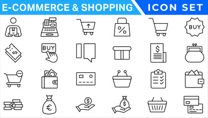 Poster - E-commerce avd Shopping icons collection set. Online shopping thin line icons. Shop icons vector