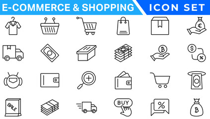 Poster - E-commerce avd Shopping icons collection set. Online shopping thin line icons. Shop icons vector