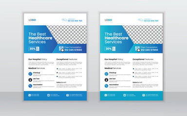 Wall Mural - Corporate healthcare and medical flyer design layout template,	