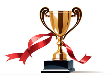 trophy ribbon illustrated minimalist style white background