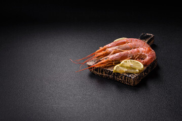 Tiger shrimp or langoustine boiled with spices and salt