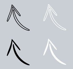 Poster - Set of Curved arrow icon. Arrow pointer icon sign symbol in trendy flat style. Arrow up vector icon illustration isolated on gray background