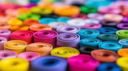 Poster - A bunch of colorful paper rolls are arranged in a circle. The colors are bright and vibrant, creating a cheerful and lively atmosphere. The rolls are of various sizes