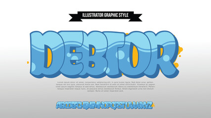 Cartoon graffiti comic doodle font alphabet. Vector banner A, B, C, D, E, F, G, H, I, J, K, L, M, N, O, P, Q, R, S, T, U, V, W, X, Y, Z and Arab numerals 0, 1, 2, 3, 4, 5, 6, 7, 8, 9 Graffiti font.