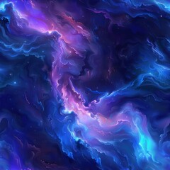 Canvas Print - Abstract swirling nebula with purple and blue tones.