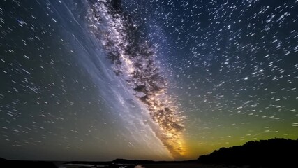 Wall Mural - the sky is blue and the stars are shining brightly. the stars are scattered all over the sky, creati