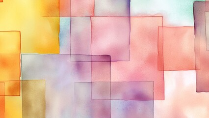 Wall Mural - Colorful square abstract watercolor wallpaper