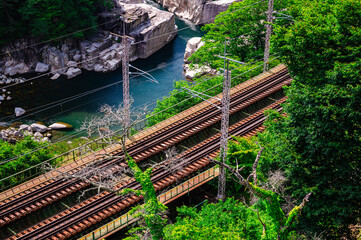 寝覚の床と鉄道橋