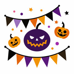 Wall Mural - Halloween party flags white background