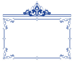 Wall Mural - envelope blue abstract lines Thai pattern lines for the frame border on white background