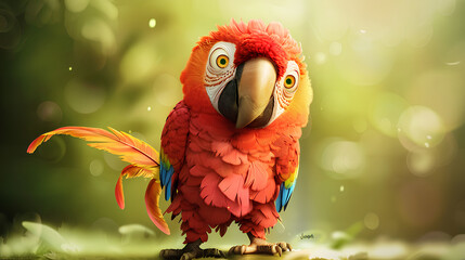 Wall Mural - parrot macaw cartoon style