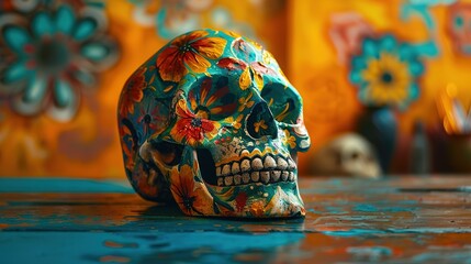 Canvas Print - Colorful Sugar Skull