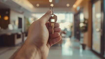 Poster - A person is holding a key in their hand