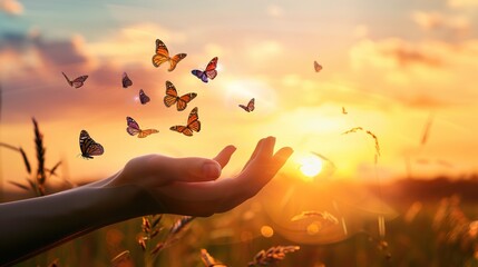 Canvas Print - Butterflies at Sunset