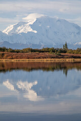 Poster - Scenic Denali National Park Alaska  Autumn Reflection Landscape