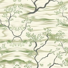 Canvas Print - Green Branches on White Background.