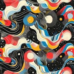 Poster - Abstract Swirling Pattern with Dots and Lines.