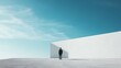 © Handz - A Man in a Suit Stands Before a White Wall Against a Blue Sky