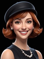 Wall Mural - cartoon portrait of a twenties woman smiling isolated background