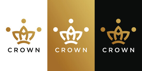 Wall Mural - Crown abstract logo design vector template. Royal king queen symbol logo concept. Premium Vector