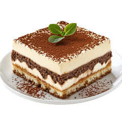 Wall Mural - delicious tiramisu slice isolated on transparent or white background