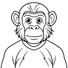 Detailed Line Art Illustration of a Monkey