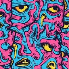 Wall Mural - abstract psychedelic background with eyes.