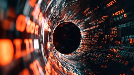 Poster - Abstract Digital Binary Code Wave, a flowing representation of data streams in vibrant colors, symbolizing the connection between technology and information in a limitless digital realm