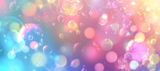 Wall Mural - Colorful pastel bokeh lights effect on transparent background vector illustration. Background with colorful glowing light effects, glitter and lens flare. Vector Illustration. kawaii style --