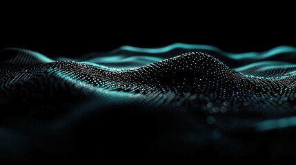 Poster - Abstract grid surface, dynamic digital background, illuminated particles and lines, representing big data visualization, evoking a sense of science and technology advancement