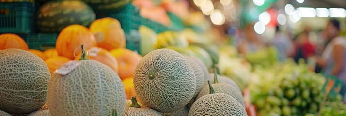 Sticker - Cantaloupe Melons for Sale at the Market