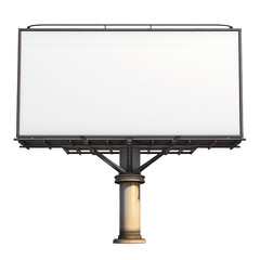 An empty billboard ready for advertisement, featuring a clean white background and a sturdy black frame. transparent background