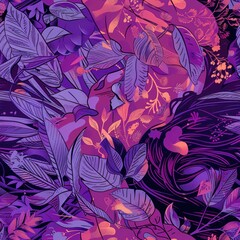 Canvas Print - Abstract Purple and Pink Floral Pattern.