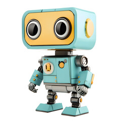 Canvas Print - Cute cartoon 3D robot isolated on white background	