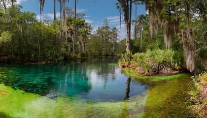 Canvas Print - natural freshwater spring pond at green springs in deltona north of orlando in central florida