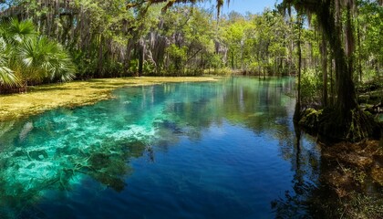 Canvas Print - natural freshwater spring pond at green springs in deltona north of orlando in central florida