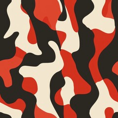 Wall Mural - abstract red, black, and white seamless pattern.