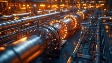 Poster - A pipe with a lot of valves and a lot of metal