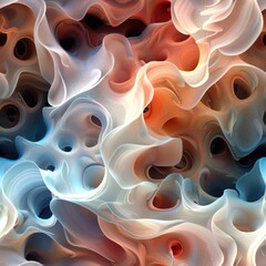 Wall Mural - abstract 3d seamless pattern with wavy lines and holes.