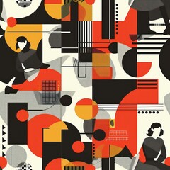 Canvas Print - Abstract Art Design with Geometric Shapes.