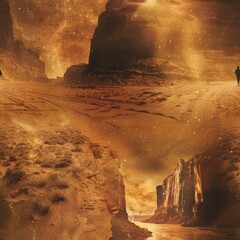 Wall Mural - Lonely Wanderer on a Starry Desert.