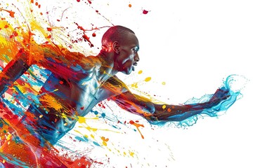 Wall Mural - woman and man  athlete running marathon with art format.illustration on white background.