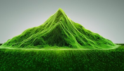 Wall Mural - a stylized digital mountain with a green summit representing the peak of sustainable technological achievements