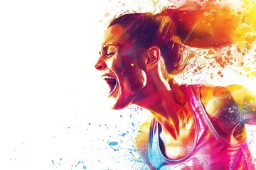 Wall Mural - woman and man running marathon with art format.illustration on white background.
