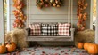 © Karl - Porch swing in autumn decorated with pumpkins and fall leaves