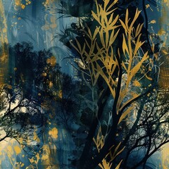 Canvas Print - Abstract Forest with Golden Foliage.